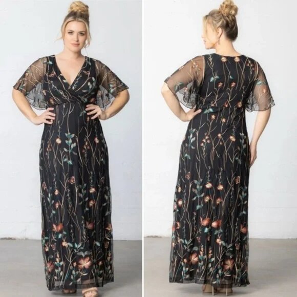 Kiyonna Floral Embroidered Elegance Evening Gown Dress Size 2X Worn Once - Picture 2 of 11
